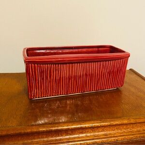 Vintage Red Rectangular Ceramic McCoy Planter